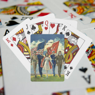 Vintage Patriotic, Proud Military Personnel Heros Playing Cards