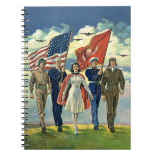 Vintage Patriotic, Proud Military Personnel Heros Spiral Notebook