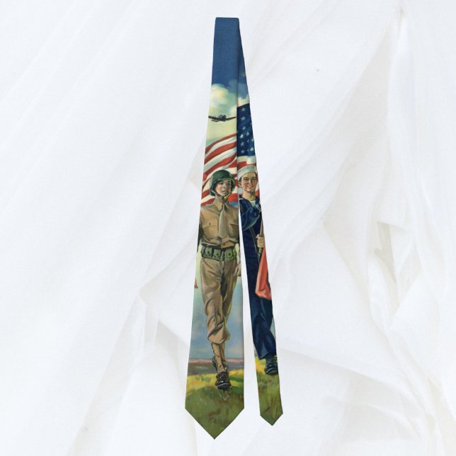 Vintage Patriotic, Proud Military Personnel Heros Tie (Creator Uploaded)