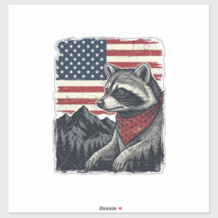 Vintage Patriotic Racoon Mountain Flag Shirt Desi