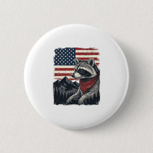Vintage Patriotic Racoon Mountain Flag Shirt Desi 6 Cm Round Badge