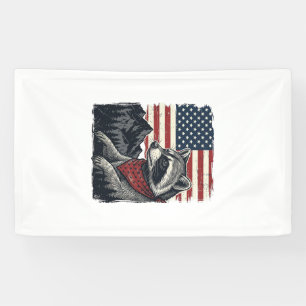 Vintage Patriotic Racoon Mountain Flag Shirt Desi Banner