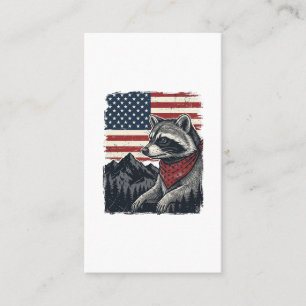 Vintage Patriotic Racoon Mountain Flag Shirt Desi Business Card