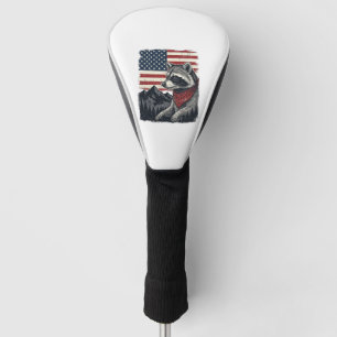 Vintage Patriotic Racoon Mountain Flag Shirt Desi Golf Head Cover