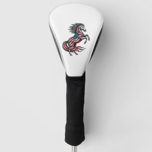 Vintage Patriotic Rearing Horse Vector Shirt Desig Golf Head Cover