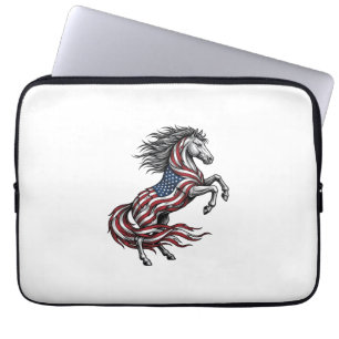 Vintage Patriotic Rearing Horse Vector Shirt Desig Laptop Sleeve