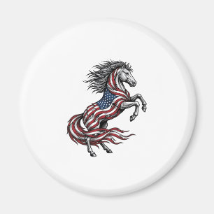 Vintage Patriotic Rearing Horse Vector Shirt Desig Magnet