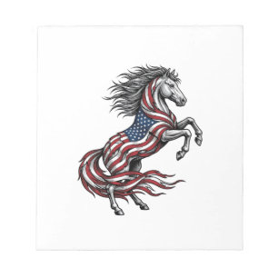 Vintage Patriotic Rearing Horse Vector Shirt Desig Notepad
