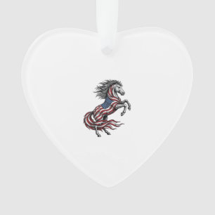 Vintage Patriotic Rearing Horse Vector Shirt Desig Ornament