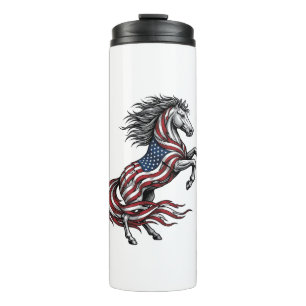 Vintage Patriotic Rearing Horse Vector Shirt Desig Thermal Tumbler
