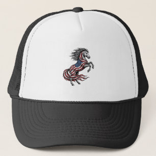 Vintage Patriotic Rearing Horse Vector Shirt Desig Trucker Hat