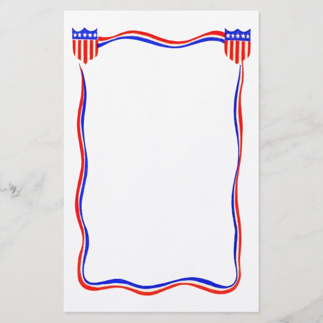 Vintage Patriotic Red, White and Blue Stationery (Front)