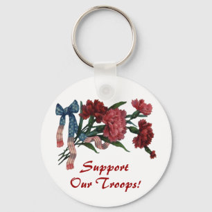 Vintage Patriotic Ribbon and Flowers Key Ring