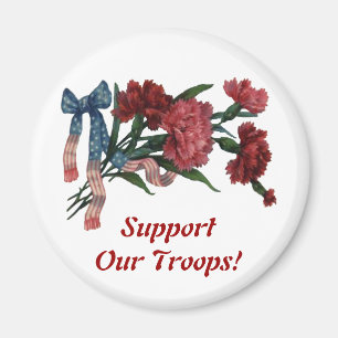 Vintage Patriotic Ribbon and Flowers Magnet