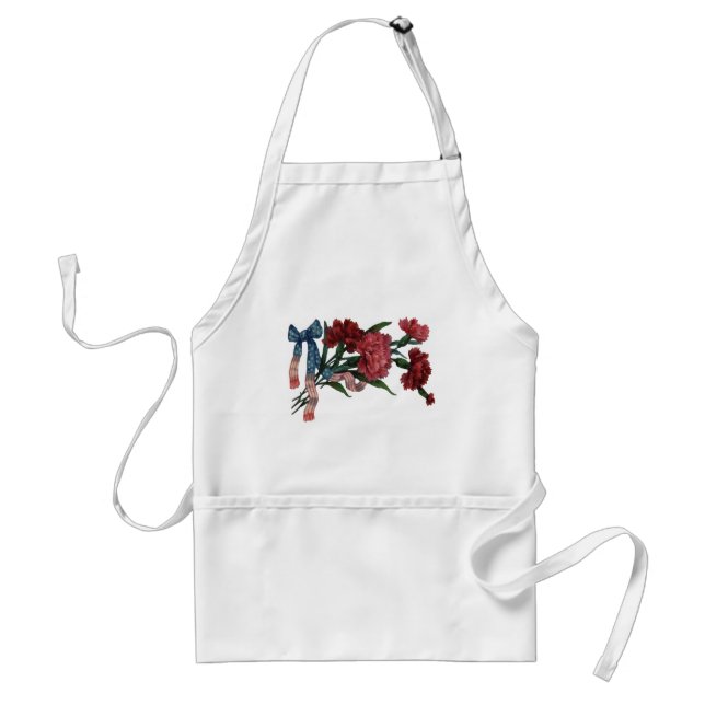 Vintage Patriotic Ribbon and Flowers Standard Apron (Front)