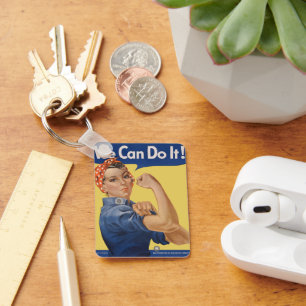 Vintage Patriotic Rosie the Riveter, We Can Do It! Key Ring