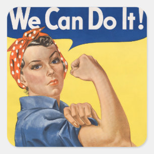 Vintage Patriotic Rosie the Riveter, We Can Do It! Square Sticker