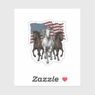 Vintage Patriotic Running Horses Vector Design_1