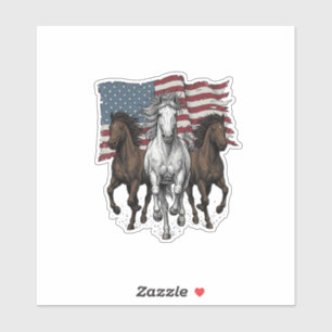 Vintage Patriotic Running Horses Vector Design_1