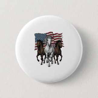Vintage Patriotic Running Horses Vector Design_1 6 Cm Round Badge