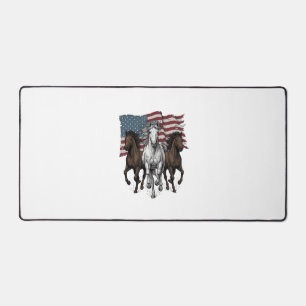 Vintage Patriotic Running Horses Vector Design_1 Desk Mat