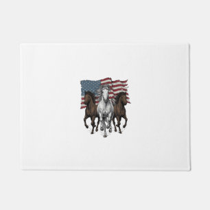 Vintage Patriotic Running Horses Vector Design_1 Doormat