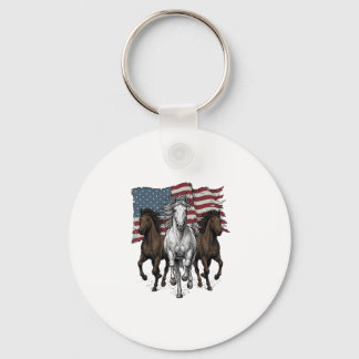 Vintage Patriotic Running Horses Vector Design_1 Key Ring