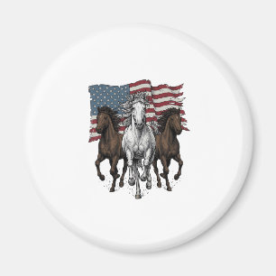 Vintage Patriotic Running Horses Vector Design_1 Magnet