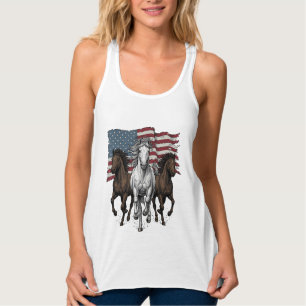 Vintage Patriotic Running Horses Vector Design_1 Singlet