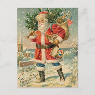 Vintage Patriotic Santa Claus Postcard