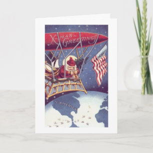 Vintage - Patriotic Santa's Wishes, Holiday Card