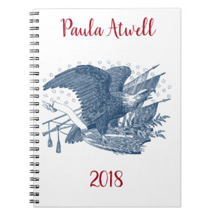 Vintage Patriotic Screaming Eagle USA Flag Arrows Notebook