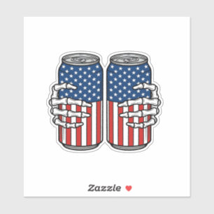 Vintage Patriotic Skeleton Hands Holding Cans Vect
