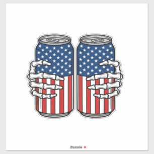 Vintage Patriotic Skeleton Hands Holding Cans Vect