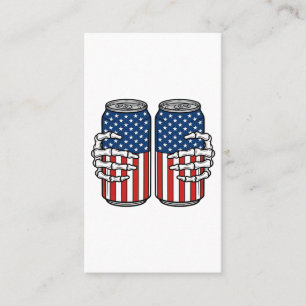 Vintage Patriotic Skeleton Hands Holding Cans Vect Business Card