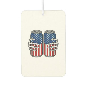 Vintage Patriotic Skeleton Hands Holding Cans Vect Car Air Freshener