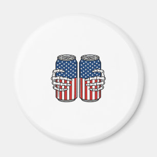 Vintage Patriotic Skeleton Hands Holding Cans Vect Magnet