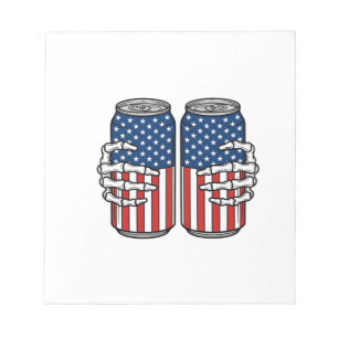 Vintage Patriotic Skeleton Hands Holding Cans Vect Notepad