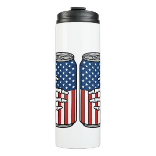 Vintage Patriotic Skeleton Hands Holding Cans Vect Thermal Tumbler