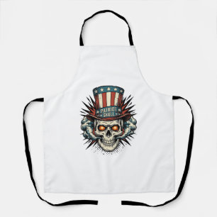 Vintage Patriotic Skull Top Hat T-Shirt Design_1 Apron