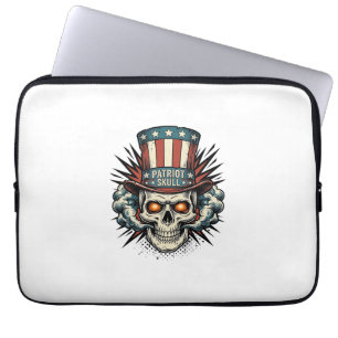 Vintage Patriotic Skull Top Hat T-Shirt Design_1 Laptop Sleeve