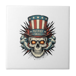 Vintage Patriotic Skull Top Hat T-Shirt Design_1 Tile