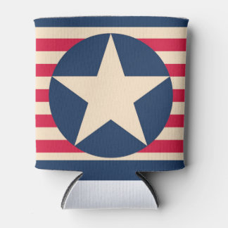 Vintage Patriotic Stars and Stripes Can Cooler
