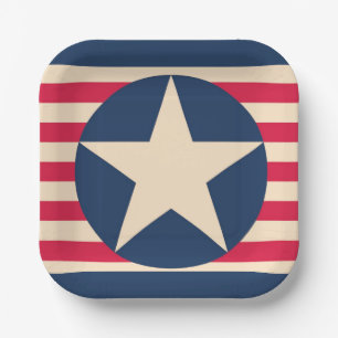 Vintage Patriotic Stars and Stripes  Paper Plate