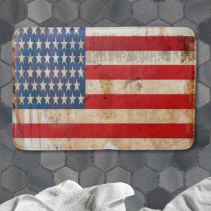 Vintage Patriotic Stars Stripes USA American flag Bath Mat