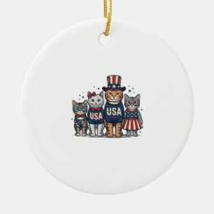 Vintage Patriotic Sunflower Love Shirt Design_1 Ceramic Tree Decoration