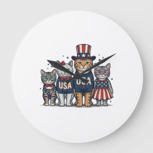 Vintage Patriotic Sunflower Love Shirt Design_1 Large Clock