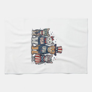 Vintage Patriotic Sunflower Love Shirt Design_1 Tea Towel