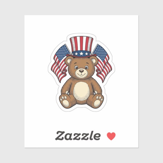Vintage Patriotic Teddy Bear Vector Design_1 (Sheet)