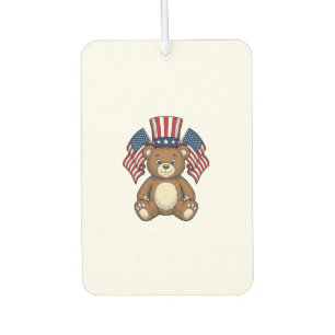 Vintage Patriotic Teddy Bear Vector Design_1 Car Air Freshener